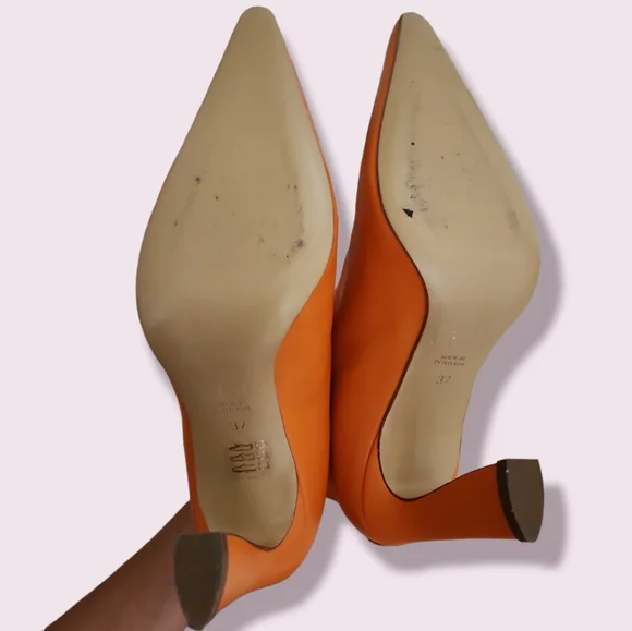 Kalda 80mm Fory Leather Ankle Boots Orange - Picture 5 of 10